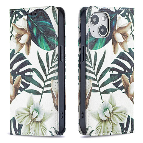 Handytasche Stand Schutzhülle Flip Leder Hülle Blumen für Apple iPhone 14 Plusfarbig