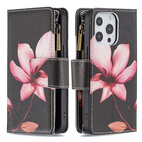 Handytasche Stand Schutzhülle Flip Leder Hülle Blumen für Apple iPhone 16 Pro Max Braun