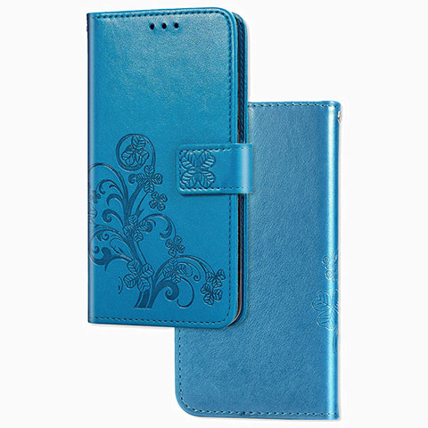 Handytasche Stand Schutzhülle Flip Leder Hülle Blumen für Google Pixel 4a Blau