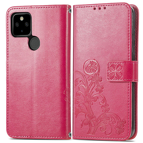 Handytasche Stand Schutzhülle Flip Leder Hülle Blumen für Google Pixel 5a 5G Pink