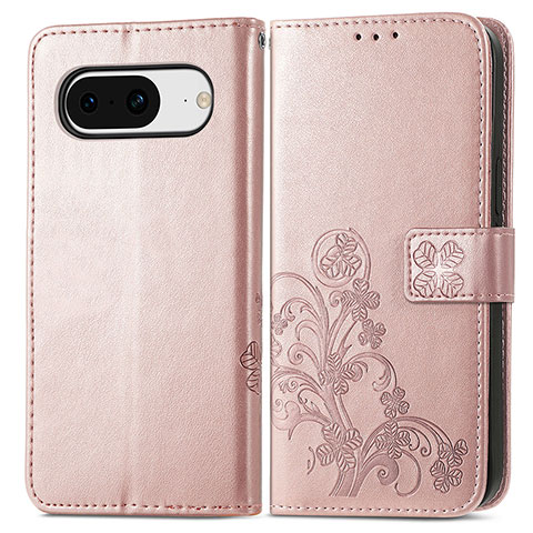 Handytasche Stand Schutzhülle Flip Leder Hülle Blumen für Google Pixel 8 5G Rosegold