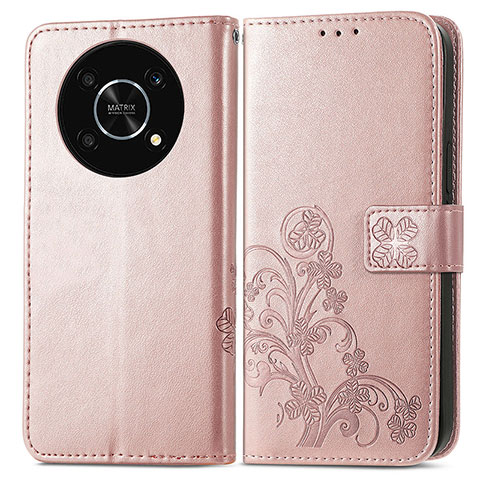 Handytasche Stand Schutzhülle Flip Leder Hülle Blumen für Huawei Enjoy 50 Pro Rosegold