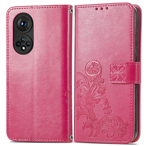 Handytasche Stand Schutzhülle Flip Leder Hülle Blumen für Huawei Honor 50 5G Pink