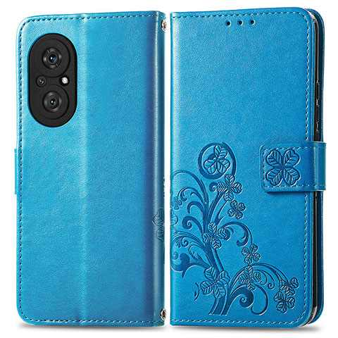 Handytasche Stand Schutzhülle Flip Leder Hülle Blumen für Huawei Honor 50 SE 5G Blau