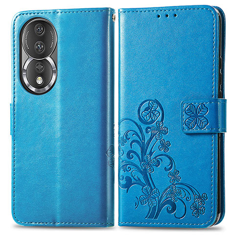 Handytasche Stand Schutzhülle Flip Leder Hülle Blumen für Huawei Honor 80 5G Blau