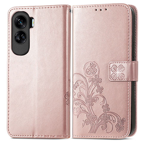 Handytasche Stand Schutzhülle Flip Leder Hülle Blumen für Huawei Honor 90 Lite 5G Rosegold