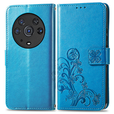 Handytasche Stand Schutzhülle Flip Leder Hülle Blumen für Huawei Honor Magic3 Pro 5G Blau