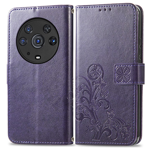 Handytasche Stand Schutzhülle Flip Leder Hülle Blumen für Huawei Honor Magic3 Pro 5G Violett