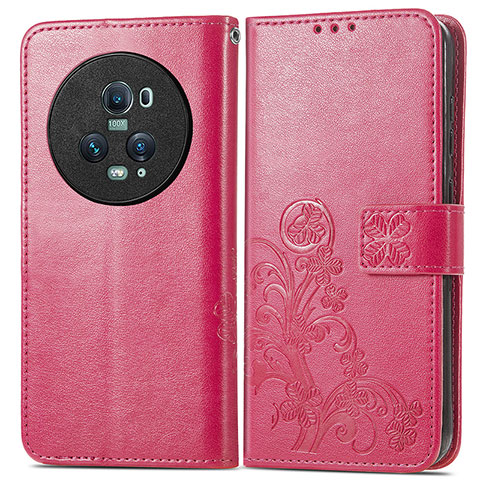 Handytasche Stand Schutzhülle Flip Leder Hülle Blumen für Huawei Honor Magic5 Pro 5G Pink