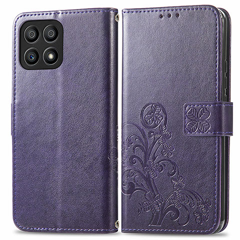 Handytasche Stand Schutzhülle Flip Leder Hülle Blumen für Huawei Honor X30i Violett