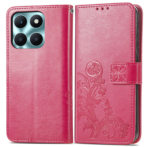 Handytasche Stand Schutzhülle Flip Leder Hülle Blumen für Huawei Honor X6a Pink