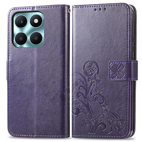 Handytasche Stand Schutzhülle Flip Leder Hülle Blumen für Huawei Honor X6a Violett