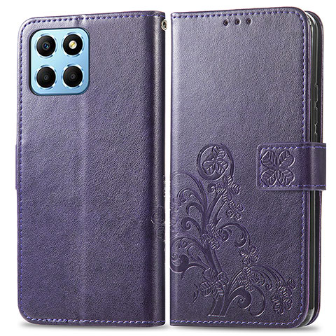 Handytasche Stand Schutzhülle Flip Leder Hülle Blumen für Huawei Honor X6S Violett