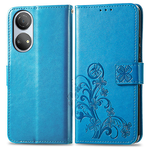 Handytasche Stand Schutzhülle Flip Leder Hülle Blumen für Huawei Honor X7 Blau