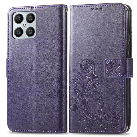 Handytasche Stand Schutzhülle Flip Leder Hülle Blumen für Huawei Honor X8 4G Violett