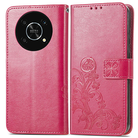 Handytasche Stand Schutzhülle Flip Leder Hülle Blumen für Huawei Honor X9 5G Pink