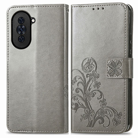 Handytasche Stand Schutzhülle Flip Leder Hülle Blumen für Huawei Nova 10 Grau