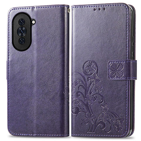 Handytasche Stand Schutzhülle Flip Leder Hülle Blumen für Huawei Nova 10 Pro Violett