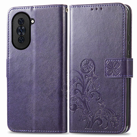 Handytasche Stand Schutzhülle Flip Leder Hülle Blumen für Huawei Nova 10 Violett