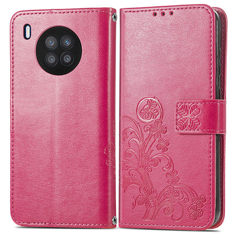 Handytasche Stand Schutzhülle Flip Leder Hülle Blumen für Huawei Nova 8i Pink