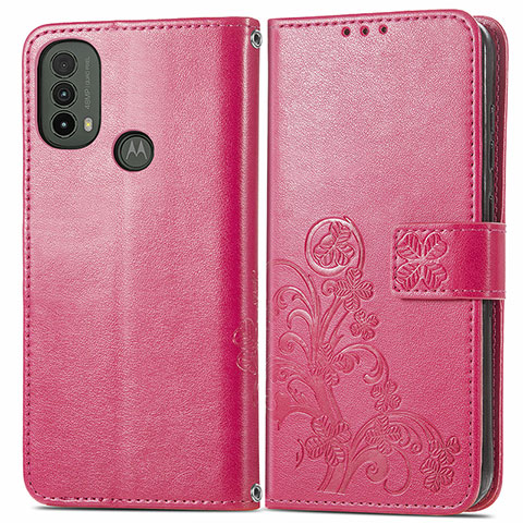 Handytasche Stand Schutzhülle Flip Leder Hülle Blumen für Motorola Moto E20 Rot