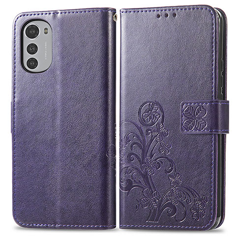 Handytasche Stand Schutzhülle Flip Leder Hülle Blumen für Motorola Moto E32s Violett