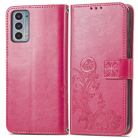 Handytasche Stand Schutzhülle Flip Leder Hülle Blumen für Motorola Moto Edge 20 5G Rot