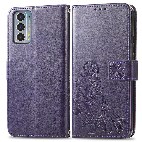 Handytasche Stand Schutzhülle Flip Leder Hülle Blumen für Motorola Moto Edge 20 5G Violett