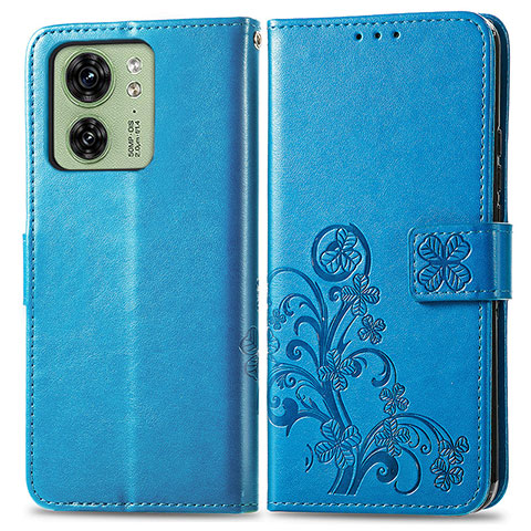 Handytasche Stand Schutzhülle Flip Leder Hülle Blumen für Motorola Moto Edge (2023) 5G Blau