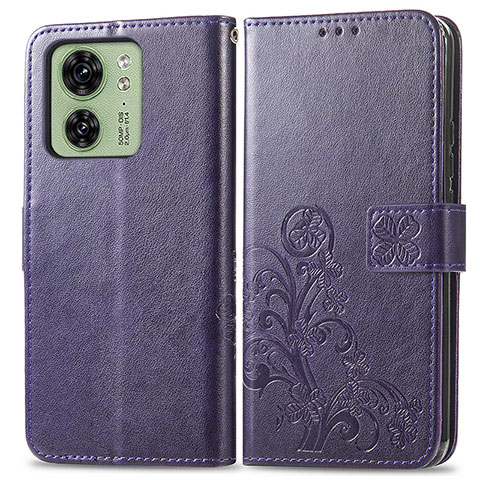 Handytasche Stand Schutzhülle Flip Leder Hülle Blumen für Motorola Moto Edge 40 5G Violett