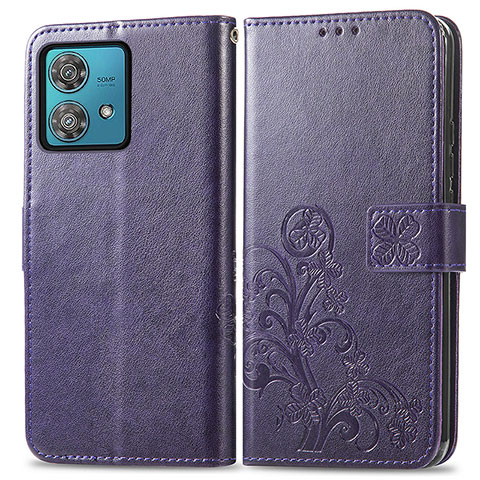 Handytasche Stand Schutzhülle Flip Leder Hülle Blumen für Motorola Moto Edge 40 Neo 5G Violett