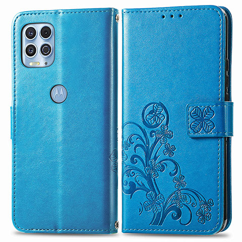 Handytasche Stand Schutzhülle Flip Leder Hülle Blumen für Motorola Moto Edge S 5G Blau