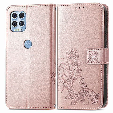 Handytasche Stand Schutzhülle Flip Leder Hülle Blumen für Motorola Moto Edge S 5G Rosa