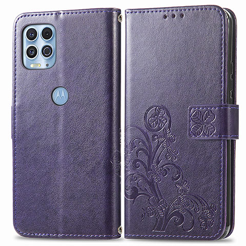 Handytasche Stand Schutzhülle Flip Leder Hülle Blumen für Motorola Moto Edge S 5G Violett