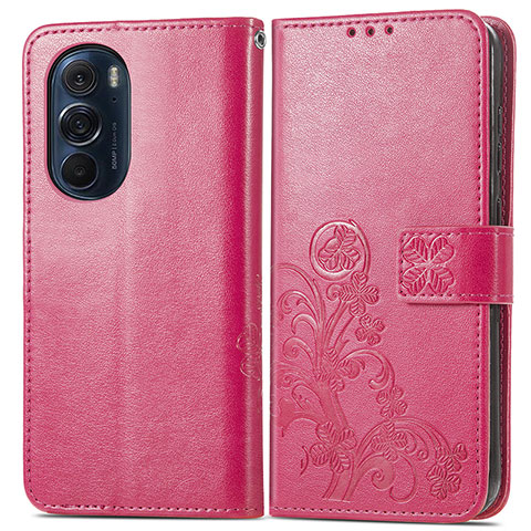 Handytasche Stand Schutzhülle Flip Leder Hülle Blumen für Motorola Moto Edge X30 5G Rot