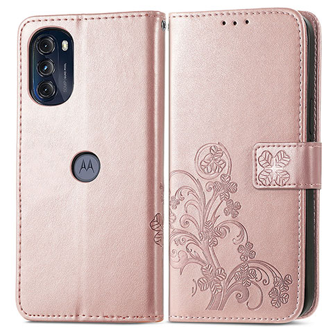 Handytasche Stand Schutzhülle Flip Leder Hülle Blumen für Motorola Moto G 5G (2022) Rosa