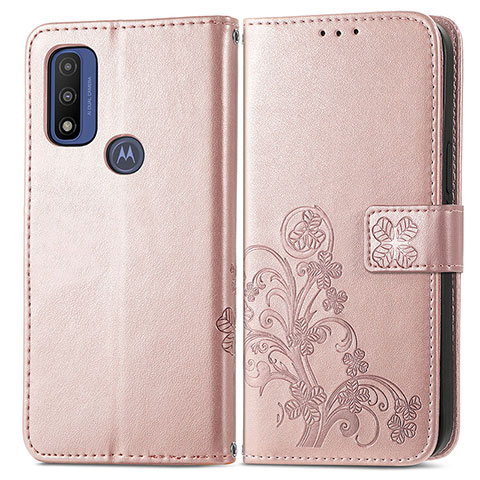 Handytasche Stand Schutzhülle Flip Leder Hülle Blumen für Motorola Moto G Pure Rosa