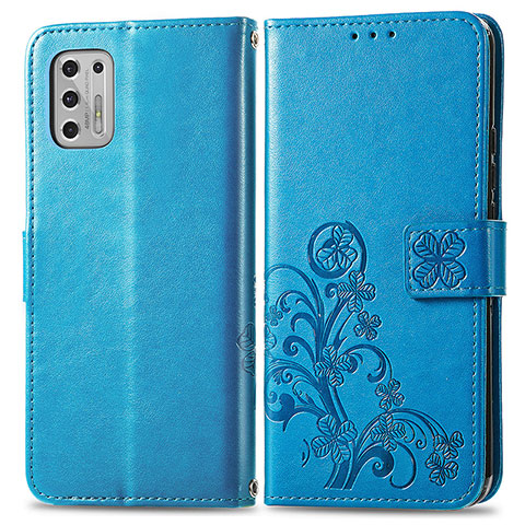 Handytasche Stand Schutzhülle Flip Leder Hülle Blumen für Motorola Moto G Stylus (2021) Blau