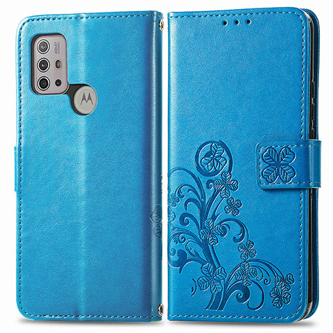 Handytasche Stand Schutzhülle Flip Leder Hülle Blumen für Motorola Moto G20 Blau