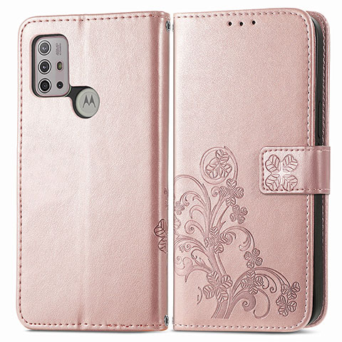 Handytasche Stand Schutzhülle Flip Leder Hülle Blumen für Motorola Moto G30 Rosa