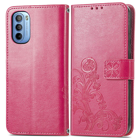 Handytasche Stand Schutzhülle Flip Leder Hülle Blumen für Motorola Moto G31 Rot