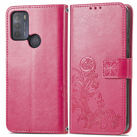 Handytasche Stand Schutzhülle Flip Leder Hülle Blumen für Motorola Moto G50 Rot