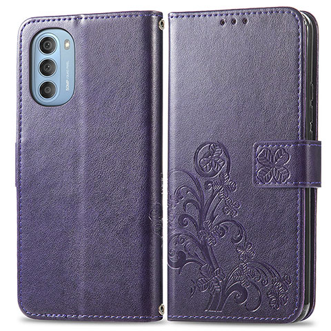 Handytasche Stand Schutzhülle Flip Leder Hülle Blumen für Motorola Moto G51 5G Violett