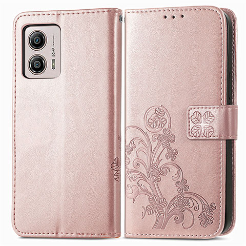 Handytasche Stand Schutzhülle Flip Leder Hülle Blumen für Motorola Moto G53 5G Rosegold