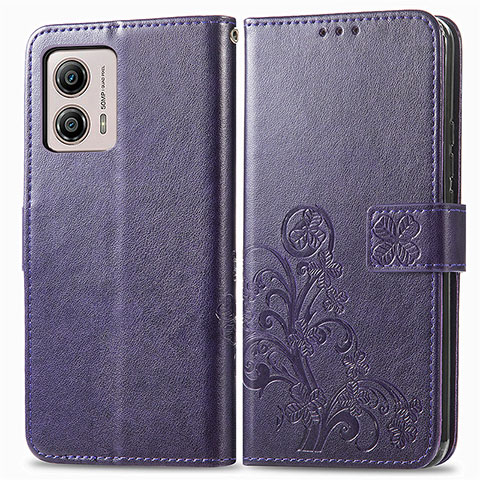 Handytasche Stand Schutzhülle Flip Leder Hülle Blumen für Motorola Moto G53 5G Violett