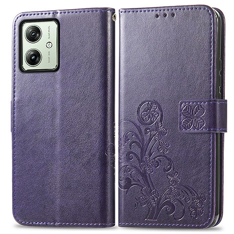 Handytasche Stand Schutzhülle Flip Leder Hülle Blumen für Motorola Moto G54 5G Violett