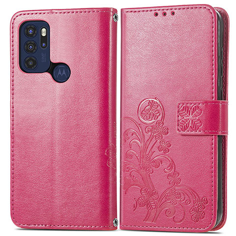 Handytasche Stand Schutzhülle Flip Leder Hülle Blumen für Motorola Moto G60s Rot