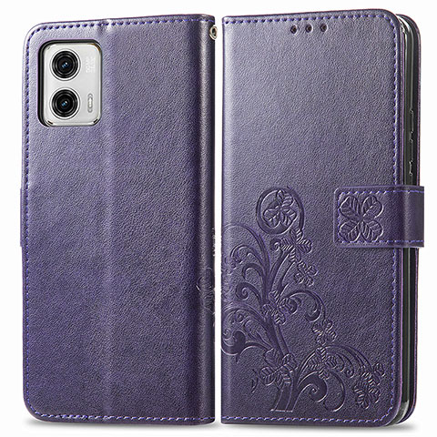 Handytasche Stand Schutzhülle Flip Leder Hülle Blumen für Motorola Moto G73 5G Violett