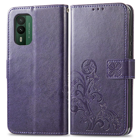 Handytasche Stand Schutzhülle Flip Leder Hülle Blumen für Nokia XR21 Violett