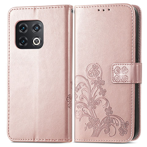 Handytasche Stand Schutzhülle Flip Leder Hülle Blumen für OnePlus 10 Pro 5G Rosegold